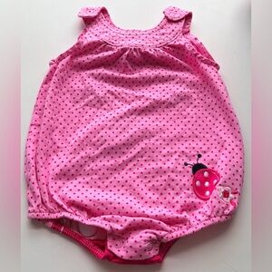 Little Impressions Pink Polka Dot Baby Romper with Ladybug Design